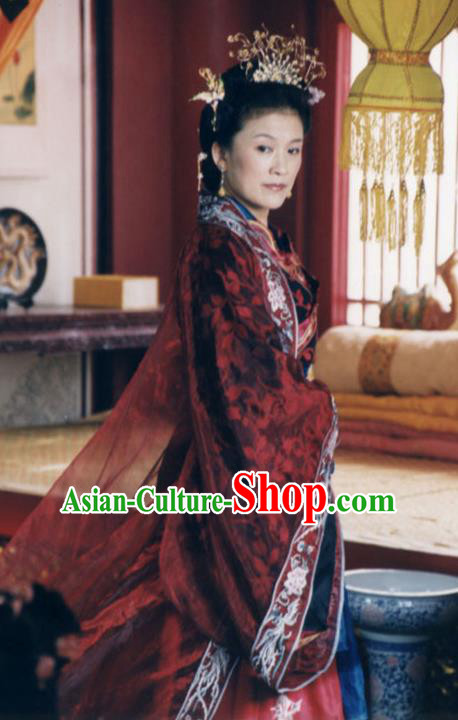Chinese Ancient Ming Dynasty Empress Dowager Wu Embroidered Dress Replica Costume for Women