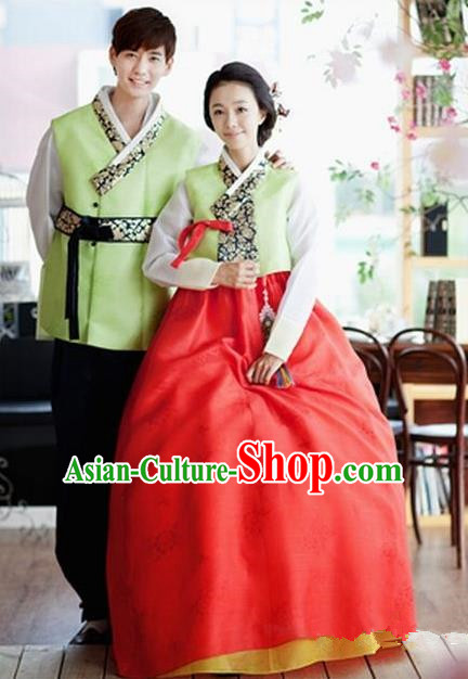 Asian Korean Traditional Wedding Hanbok Ancient Korean Bride and Bridegroom Costumes Complete Set