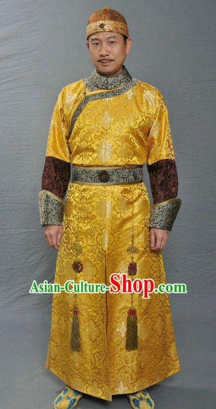 Chinese Ancient Qing Dynasty Manchu Crown Prince of Kangxi Replica Costume for Men