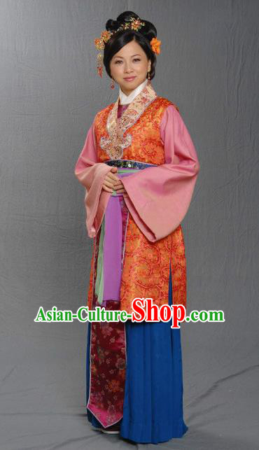 Chinese Ancient Ming Dynasty Countess Embroidered Dress Costume for Women