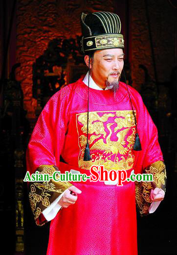 Traditional Chinese Ming Dynasty Ancient Cabinet Minister Zhang Juzheng Costume for Men