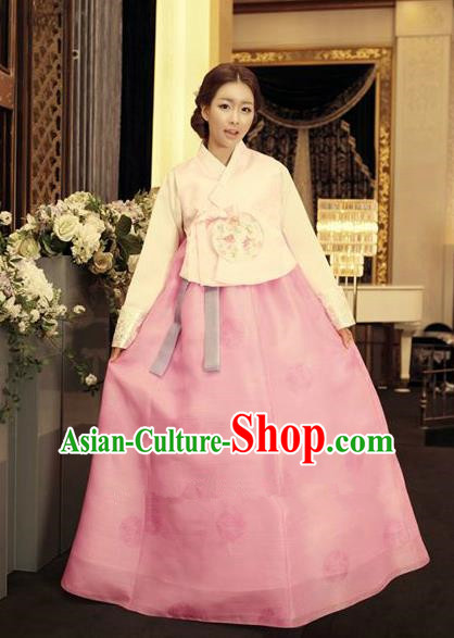 Korean Traditional Hanbok Blouse and Pink Dress Ancient Formal Occasions Fashion Apparel Costumes for Women