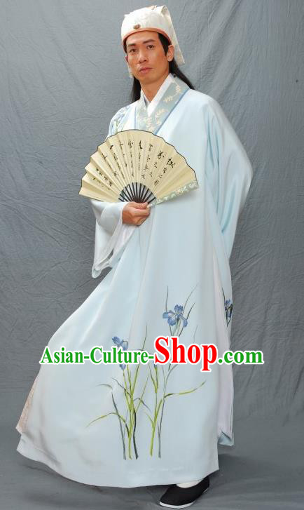 Traditional Chinese Ancient Ming Dynasty Gifted Scholar Artist Tang Bohu Costume for Men