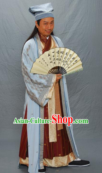 Chinese Ancient Ming Dynasty Litterateur and Calligrapher Zhu ZhiShan Costume for Men