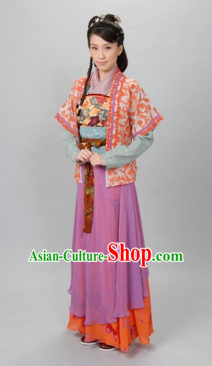 Ancient Chinese Ming Dynasty Maidservant QiuXiang Dress Costume for Women