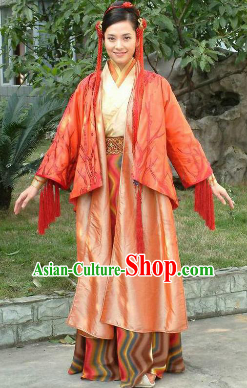 Ancient Chinese Ming Dynasty Female Knight-errant Red Dress Swordswoman Replica Costume for Women