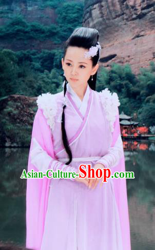 Ancient Chinese Song Dynasty Swordswoman Pink Hanfu Dress Chivalrous Woman Replica Costume