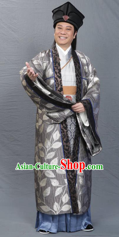 Chinese Song Dynasty Poet Su Tungpo Clothing Ancient Scholar Litterateur Replica Costume for Men