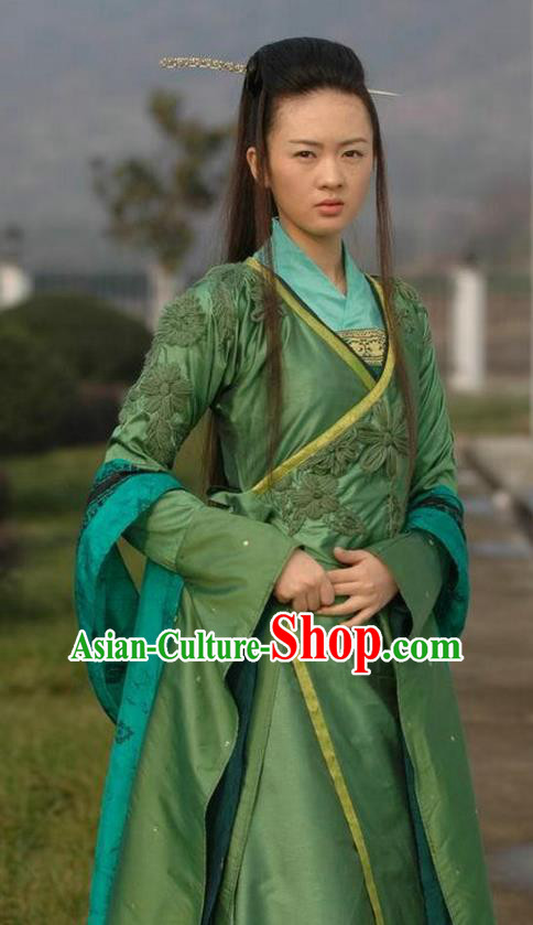 Ancient Chinese Song Dynasty Palace Lady Green Dress Princess Replica Costume for Women