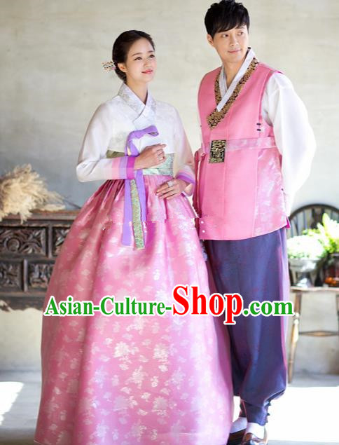 Korean Traditional Wedding Costumes Ancient Korean Palace Bride and Bridegroom Hanbok Complete Set