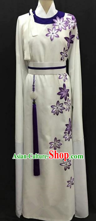 China Traditional Beijing Opera Niche Purple Flowers Robe Chinese Peking Opera Gifted Scholar Costume