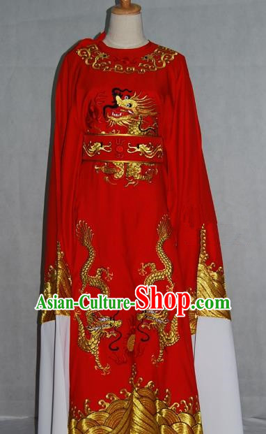 China Traditional Beijing Opera Niche Red Dragon Robe Chinese Peking Opera Number One Scholar Scholar Costume