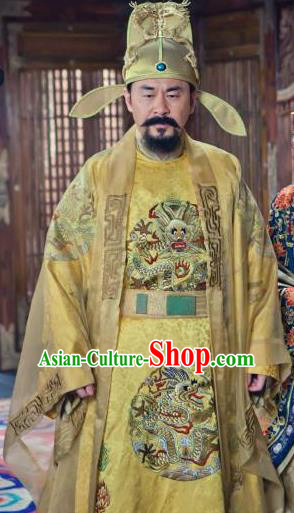 Chinese Song Dynasty Emperor Zhao Kuangyin Clothing Ancient Imperator Replica Costume for Men