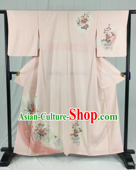 Japan Ancient Geisha Pink Furisode Kimonos Traditional Palace Yukata Dress Formal Costume for Women
