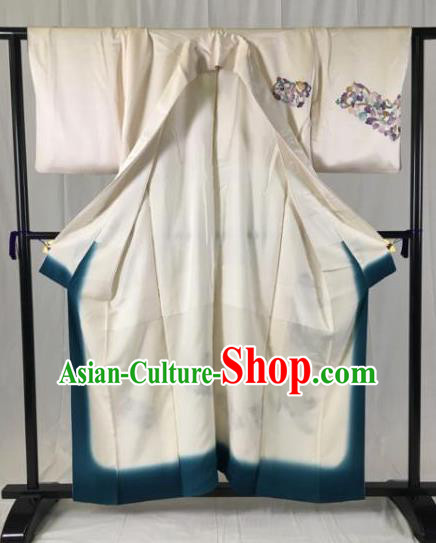 Japan Ancient Geisha Formal Costume White Furisode Kimonos Traditional Palace Yukata Dress for Women