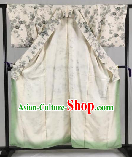 Japan Traditional Kimono Grey Furisode Kimono Ancient Yukata Dress Formal Costume for Women