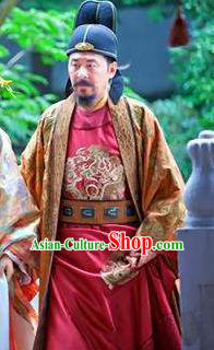 Chinese Song Dynasty Emperor Zhao Kuangyin Embroidered Clothing Ancient Imperator Replica Costume for Men