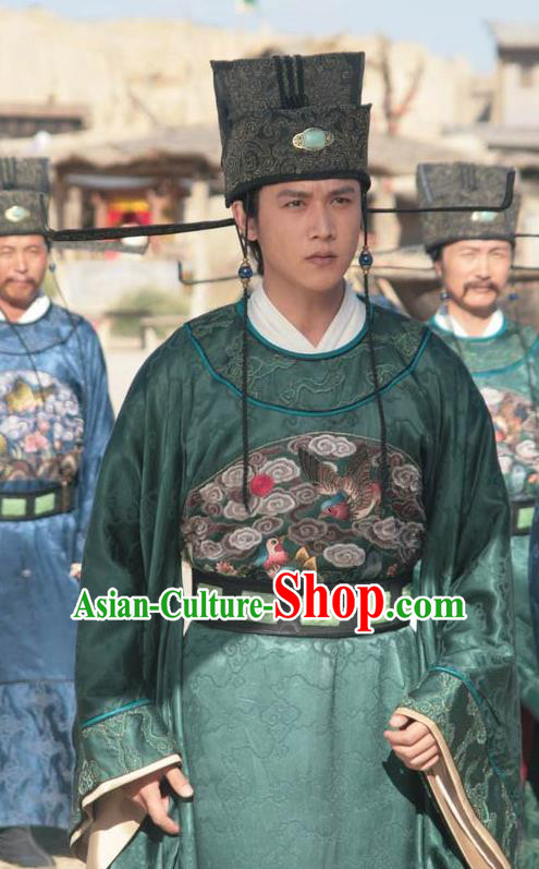 Chinese Song Dynasty Poet Su Shi Gwanbok Litterateur Su Tungpo Embroidered Replica Costume for Men