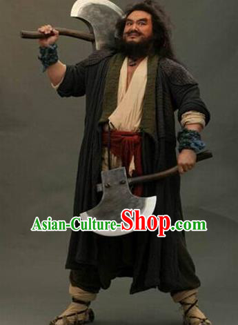 Chinese Ancient Novel Water Margin Character Li Kui Costume Song Dynasty Mount Liang Hero Replica Costume