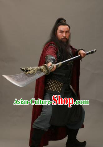 Chinese Ancient Novel Water Margin Character Guan Sheng Costume Song Dynasty Mount Liang Castellan Replica Costume