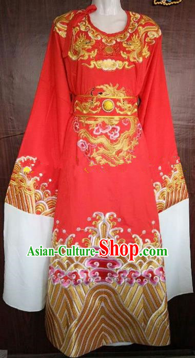 China Traditional Beijing Opera Niche Red Dragon Robe Chinese Peking Opera Number One Scholar Scholar Costume