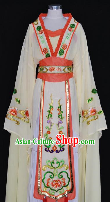 China Traditional Beijing Opera Actress Costume Chinese Shaoxing Opera Huadan Embroidered Yellow Dress