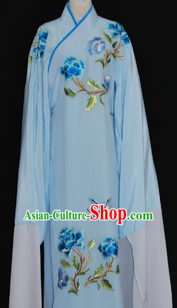 China Traditional Beijing Opera Niche Embroidered Blue Robe Chinese Peking Opera Scholar Costume