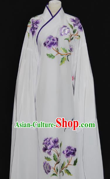 China Traditional Beijing Opera Niche Embroidered Purple Peony Robe Chinese Peking Opera Scholar Costume