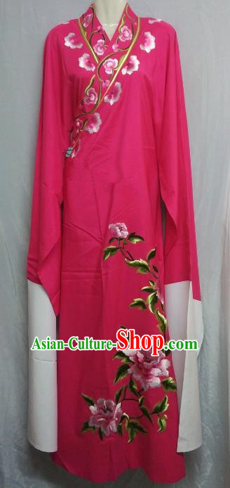 China Traditional Beijing Opera Scholar Embroidered Peony Costume Rosy Robe Chinese Peking Opera Niche Clothing for Adults