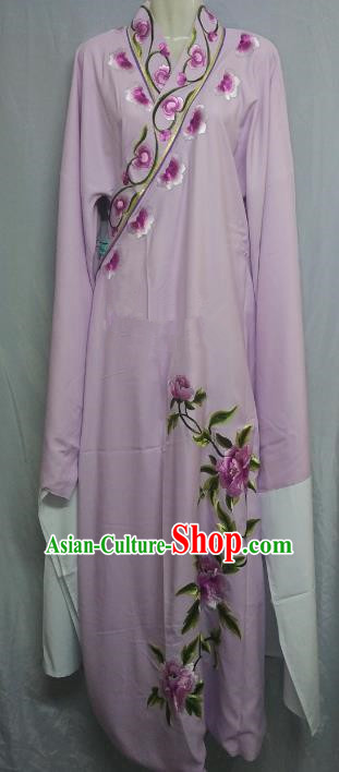 China Traditional Beijing Opera Scholar Embroidered Peony Costume Purple Robe Chinese Peking Opera Niche Clothing for Adults