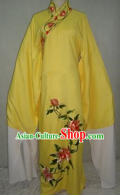 China Traditional Beijing Opera Scholar Embroidered Peony Costume Yellow Robe Chinese Peking Opera Niche Clothing for Adults
