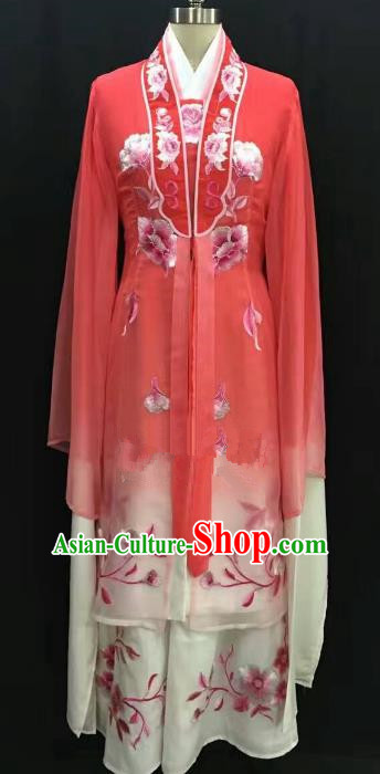 China Traditional Beijing Opera Actress Embroidered Red Dress Chinese Shaoxing Opera Huadan Costume