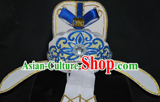 China Traditional Beijing Opera Hair Accessories Chinese Peking Opera Niche White Hats for Men