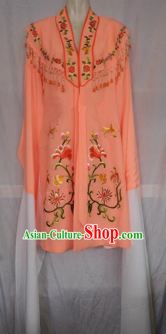 China Traditional Beijing Opera Actress Embroidered Orange Cloak Chinese Peking Opera Princess Costume