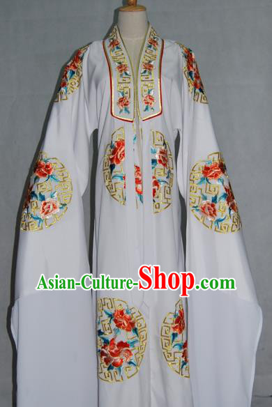 China Traditional Beijing Opera Niche Costume Embroidered White Cape Chinese Peking Opera Scholar Clothing for Adults