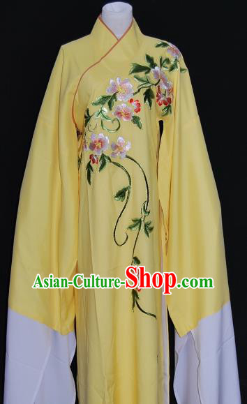 China Traditional Beijing Opera Niche Costume Embroidered Flowers Yellow Robe Chinese Peking Opera Scholar Clothing for Adults