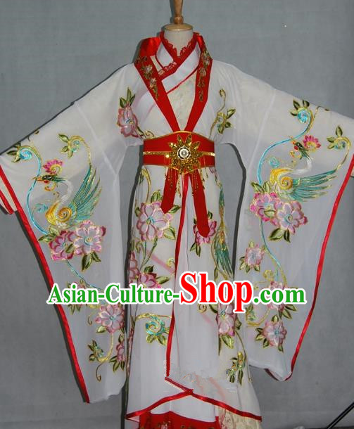 China Traditional Beijing Opera Empress Embroidered White Dress Chinese Peking Opera Actress Costume