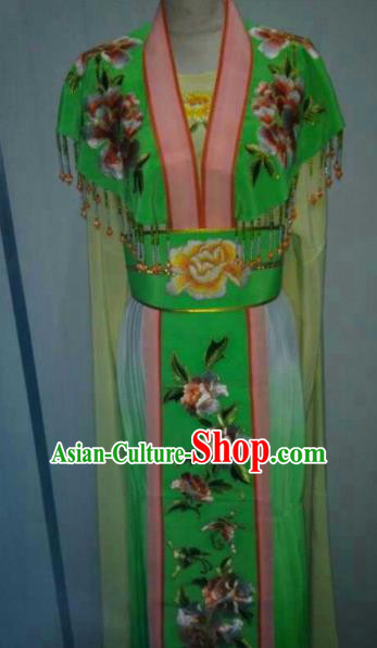 China Traditional Beijing Opera Palace Princess Embroidered Green Dress Chinese Peking Opera Actress Costume