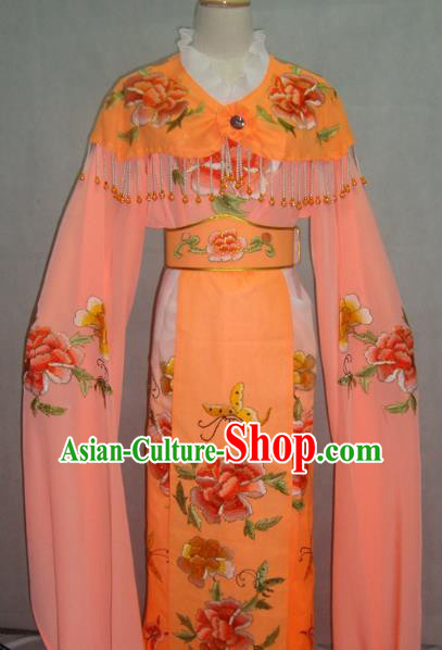 China Traditional Beijing Opera Palace Princess Embroidered Orange Dress Chinese Peking Opera Actress Costume