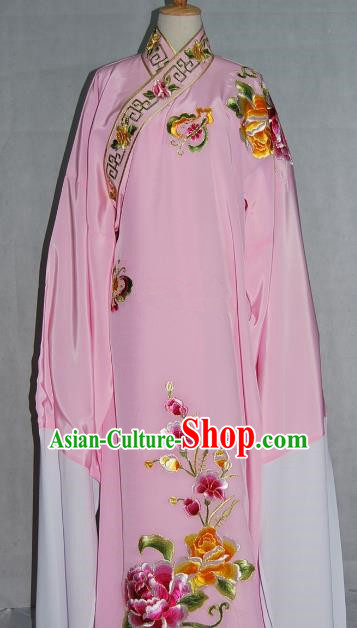 China Traditional Beijing Opera Niche Costume Embroidered Flowers Pink Robe Chinese Peking Opera Scholar Clothing for Adults