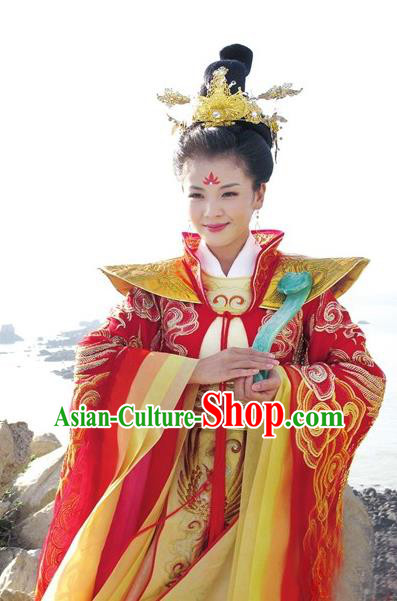 Chinese Ancient Goddess Matsu Costume Song Dynasty Female Fisher Lin Moniang Embroidered Replica Costume