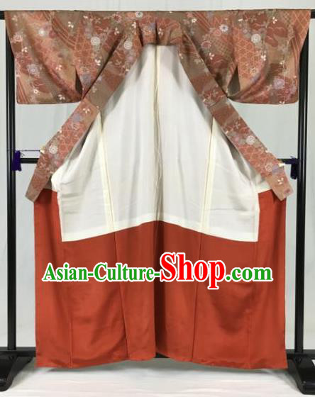 Asian Japan Palace Printing Kimono Ancient Yukata Dress Formal Costume Furisode Kimonos for Women