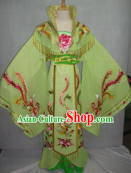 Traditional China Beijing Opera Diva Embroidered Green Dress Chinese Peking Opera Empress Costume