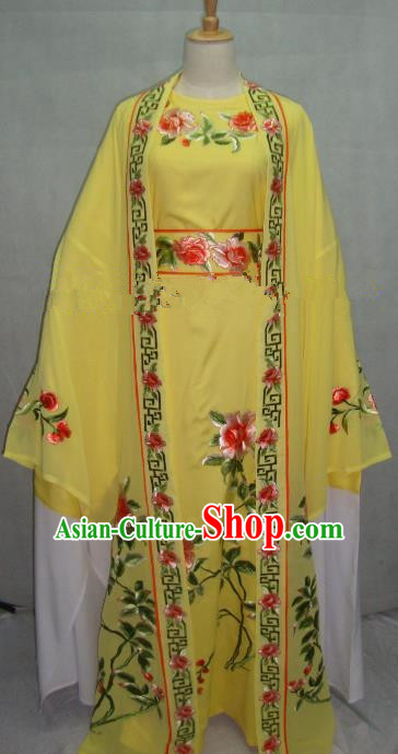 China Beijing Opera Niche Embroidered Peony Yellow Clothing Chinese Traditional Peking Opera Scholar Costume for Adults