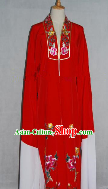 China Beijing Opera Niche Embroidered Peony Red Cape Chinese Traditional Peking Opera Scholar Costume for Adults