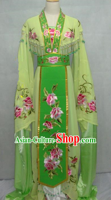 Traditional China Beijing Opera Princess Green Dress Chinese Peking Opera Diva Embroidered Costume