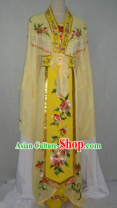 Traditional China Beijing Opera Princess Yellow Dress Chinese Peking Opera Diva Embroidered Costume