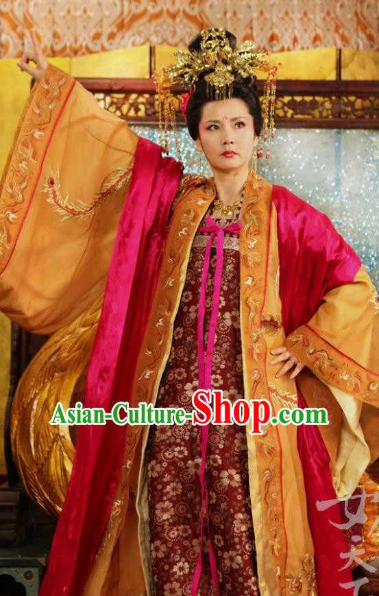 Chinese Traditional Tang Dynasty Palace Empress Wei Embroidered Replica Costume for Women