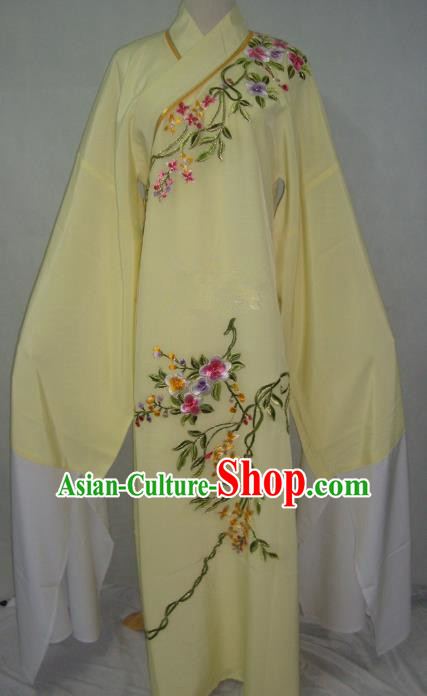 China Beijing Opera Lang Scholar Niche Costume Light Yellow Embroidered Robe for Adults