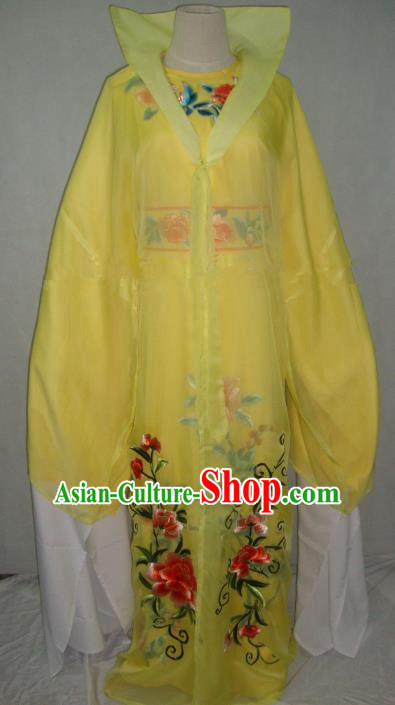 Traditional Chinese Beijing Opera Scholar Niche Costume Embroidered Yellow Robe for Adults